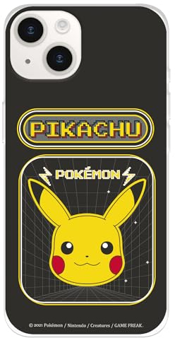 Schutzhülle kompatibel mit iPhone 15, offizielles Pokémon-Pikachu Videospiel, um Ihr Handy zu schützen. Flexible transparente Silikonhülle mit offizieller Pokémon-Lizenz