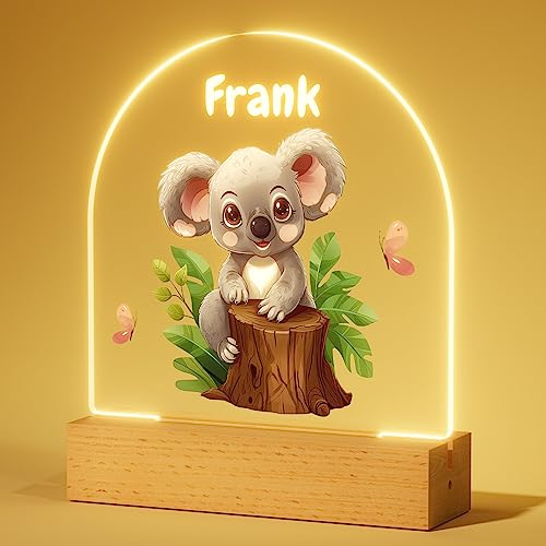 iDIY Personalisiertes Nachtlicht Baby - Nachttischlampe mit Namen, Geschenk zur Geburt Junge, Taufgeschenke für Mädchen, Personalisierte Geschenke Kinder - Koala