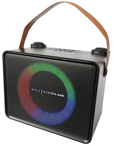 Easy Karaoke EKS700 Digital Bluetooth Karaoke Speaker with 2 Wireless Microphones, LED Lights, Voice Changer, Compatible with PC, Mac, iPhone and Android devices