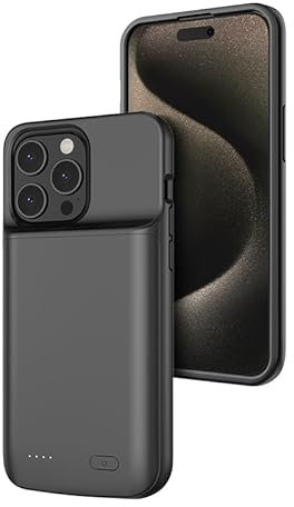 Idealforce Battery Charger Case for iPhone 15 Pro, 5200mAh Smart Portable Rechargeable Charging Case,Extended Battery Pack Compatible with iPhone 15 pro,Black (for iPhone 15 Pro)