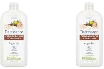Natessance - Crème De Douche - Argan Fleur D'Oranger - Certifié Bio Cosmos Organic - Flacon 100% végétal - 500 ml (Lot de 2)