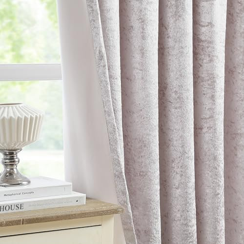 Bujasso Velvet Room Darkening Curtains Pink 72 inch Length Elegant Luxury Window Drapes for Girls Bedroom Living Room Thermal Insulated Blackout Pencil Pleat Drapes Set of 2 Panels W46 x L72 Pink