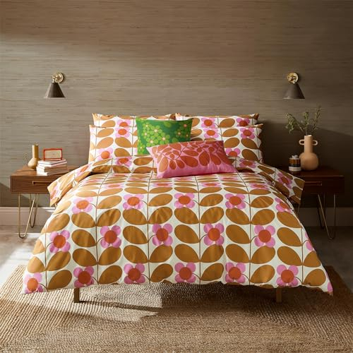 Orla Kiely Bettwäsche-Set, Stem Bloom Safran, 100 % Baumwolle (Einzelbettbezug-Set: 137 x 200 cm)