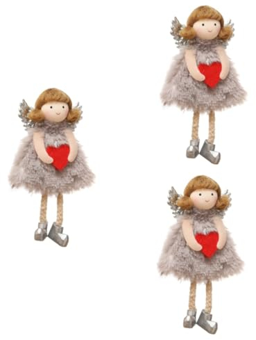 ABOOFAN 3 STK Engel Anhänger Lovely kuschelig Plüschpuppe Spielzeug hängender Engel Weihnachtsbaum deko Kuscheltier Plüsch Engel kreativer Plüschengel Herzförmig Baumschmuck