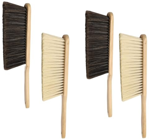 4er Set Handfeger, Handbesen aus Holz, Kehrwisch Besen Kunstborsten Holzgriff Bürste, Handkehrbesen aus Holz, Weich Besen mit Loch im Griff zum Aufhängen, 2 Grau + 2 Gelb