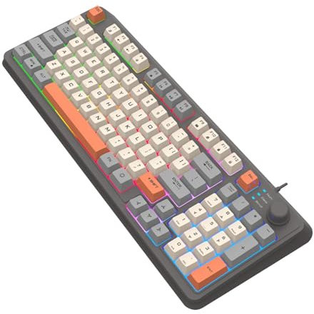 Tastiere per illuminazione ambientale per PC - Tastiera digitale compatta a 94 tasti, tastiera cablata RGB 15,55 x 6,02 x 1,3 pollici | Tastiera cablata K82 dal design umanizzato, tastiere ad