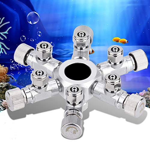 Tbest Co2-Aquarium-Tank, Co2-Aquarium-Splitter, Luftpumpenzubehör, Mehrwege-Verteiler, Aquarium-Regler, Co2-Splitterventil, Aquarium, 4 Wege (6 Durchgänge)