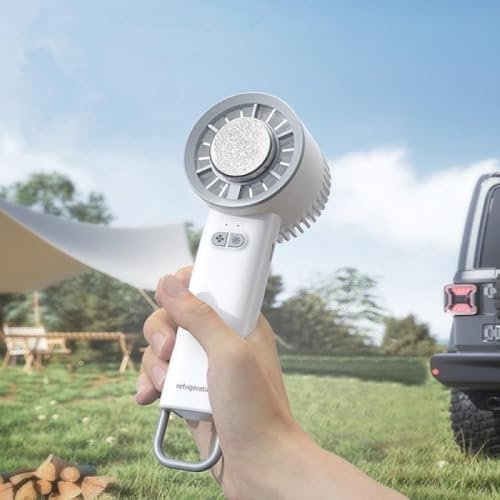 Handheld Air Cooler With Semiconductor Cold Compress,Rechargeable Mini Fan Portable Air Conditioner for Travel,Outdoor,Camping (White)