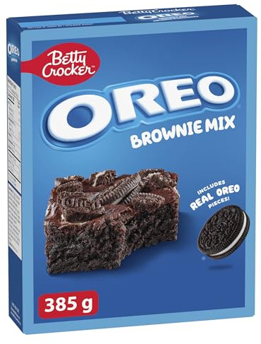 BETTY CROCKER Brownie Mix – Oreo Brownie Mix, 385 g Packung, Backmischung, einfach Wasser hinzufügen, schmeckt wie hausgemacht, einfach zu backen