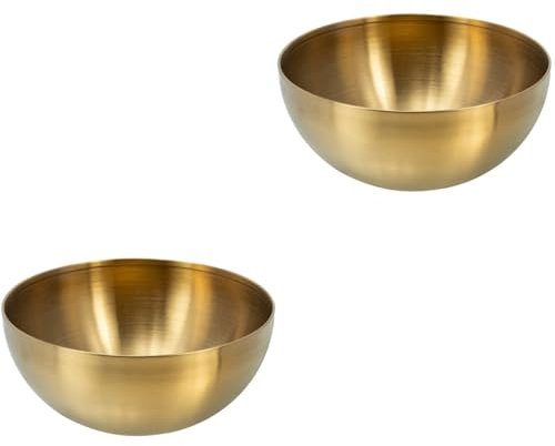 Mikinona 2 Pièces saladier en acier inoxydable saladiers panier à salade bol à bagatelle récipient à salade bol d'or ramequins fruit assiettes accessoire de cuisine bol de noddles Golden