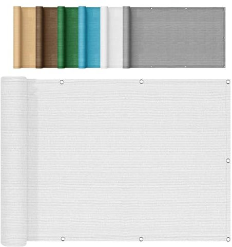 Balcony Privacy Screen 6.2 x 7.5ft Rectangle Patio Sail Pergola for Patios Roofs Yard Party HDPE Breathable & UVLight Resistant Sun Protection White