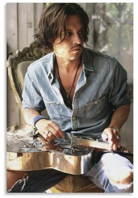 KPOKAHT Johnny Depp Kunstdruck mit Gitarre, Fotokunst, Malerei, Leinwand, Poster, moderne Dekoration, Poster, 30 x 45 cm