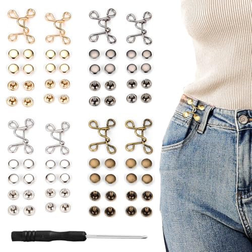 8 Pièces Serre Taille Pantalon, Bouton Extenseur Amovible Serre, Boucles de Taille Sans Clous, Boucles de Taille Réglables Sans Clous, Jean Épingles À Boutons, pour Ajuster La Taille du Pantalon