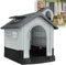 HENGMEI Hundehütte aus Kunststoff XL Haustierhaus Wasserabweisend 79.5×70.5×78cm Isoliert Hundezwinger Plastik mit erhöhtem Boden Schiebedach Katzenhaus Hundekäfig