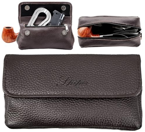SPIPER Borsa per tabacco in 100% pelle, portatile, da viaggio, multifunzionale, alla moda, per accessori per tabacco, miglior regalo per uomo e donna (marrone), Marrone