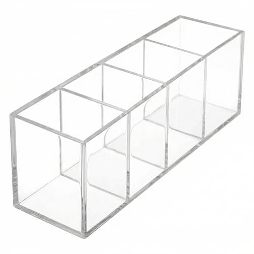 QWORK® Organisateur de Bureau Acrylique avec 5 Compartiments - Pot à Crayon, Pot à Pinceaux Maquillage