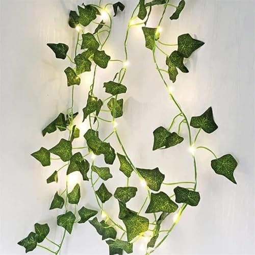 Marco Paul 20 LED Fairy Lights Battery Operated 2.2m Artificial Ivy Fake Vine Battery Lights Balcony Lights USB Fairy Lights for Garland Decorations for Bedroom, Home & Wedding Decor