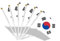 AhfuLife 15 banderas de Corea en palos para decoración de fiestas, 14 x 21 cm, banderas coreanas pequeñas de mano con poste blanco de 30 cm para el Día Nacional, Copa Mundial, eventos deportivos