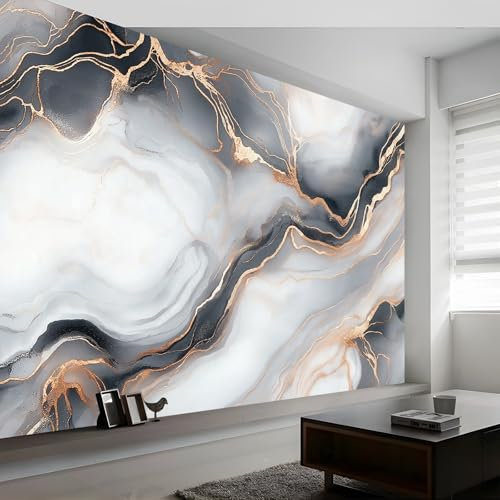 Wallpaper Texture Luxury Marble Gray Gold 118 X 83 (300 X 210 Cm Wxh) Photo Mural, Bedroom Wall Covering for Living, Art Wall Mural for Living Room, Adults' Bedroom Hallway Kitchen