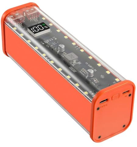 GREOHNMPAW 8 Steckplätze 18650 DIY Power Bank Case Schnelllade-Powerbank Case Große Kapazität Digitalanzeige Batteriespeicher Orange