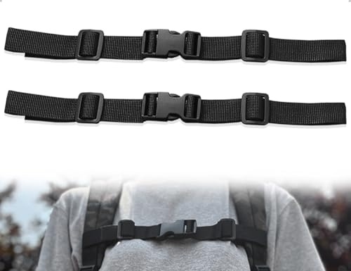 AOYEGIC 2 Stück Brustgurt Rucksack,Nylon Verstellbarer rutschfest Strapazierfähiger Schnellverschluss Rucksackgurt mit Schnalle,verwendet für Reise Außerhalb Wandern Schulranzen(Schwarz)