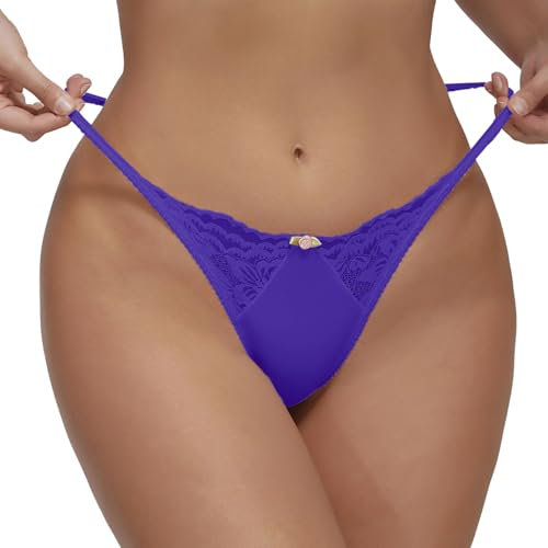 Damen String Tanga - Sexy Mini Thong Erotisch Hipster Höschen Spitze G-String Große Größen T-Back Transparent Unterwäsche Erotische Höschen Hollow Out Lace Thong Women Underwear Reizwäsche Curvy