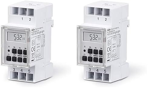 Sonero Temporizador Digital para instalación en riel de Perfil de Sombrero en Panel de Control, 3600W, Pantalla LCD, 10 programas de conmutación, Temporizador 12/24 h, IP20, Blanco (S-DOTH10)
