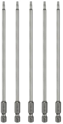QUARKZMAN 5Pz T10 Punte Cacciaviti Torx 6 (150mm) L Set Precisione | Gambo Esagonale 1/4, Magnetiche, Senza Foro, Antimanomissione, a Stella a 6 Punte, in Acciaio S2, per Uso Industriale