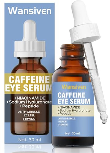 Wansiven Siero Contorno Occhi alla Caffeina, Riparatore Antirughe, con Acido Ialuronico e Niacinamide, Trattamento Idratante Contorno per Uomini e Donne, 30 ml