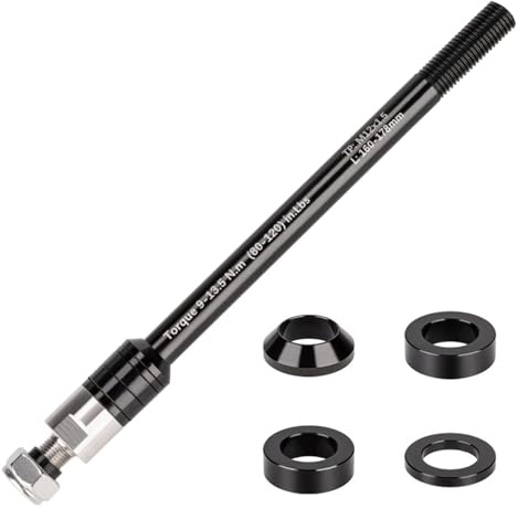 BDKMMS Bike Trailer Thru Axle Adapter, Aluminum Alloy Length Adjustable Bicycle Trailer Thru Axle Adapter with 4pcs Different Gaskets for Mountain Bikes