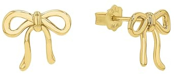 Amor Ohrstecker für Damen, Sterling Silber 925, 13 mm, gold, Schleife, Geschenkidee, kommt in Schmuck Geschenk Box, 2100178