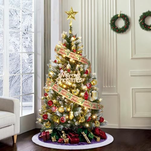 140cm Künstlicher Weihnachtsbaum mit 150 LED-Leuchte,350+ Tannennadel, Grün Tannenbaum Groß,Christmas Tree für Weihnachten Dekoration, Wohnzimmer, Eingang, Weihnachtsbäume Faltbarem Ständer