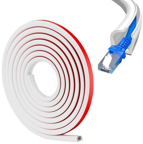 Flexibler Kabelkanal Weiß, 1M Kabelschacht Selbstklebend, 10mm Breit Halbrunder Kabelkanal, Kabel Verstecken Kabelabdeckung für Boden, Wand, Haushalt, Büro, Kabelwechsel ohne Demontage (1m)