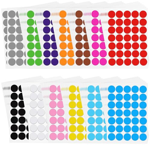 3010 Stück Klebepunkte Bunt, 25mm Rund Klebe Punkte Punktaufkleber | Markierungspunkte für Büro Zuhause Schule Basteln (12 Farben)