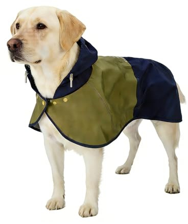 Impermeabile per cani, giacca impermeabile per cani con cappuccio regolabile e fasce elastiche per le zampe – Mantello protettivo outdoor leggero e antivento per cani di piccola e grande taglia (S)