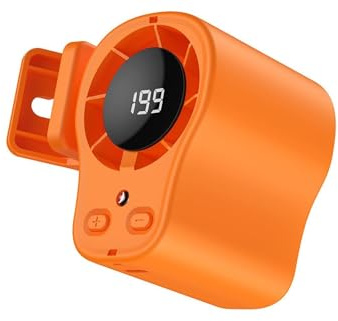 HTU Ventilateur de clim portable pour voiture, clip mains libres, LED, 199 vitesses, rotation 360°, rechargeable, silencieux, pour maison, voyage, bureau - Orange