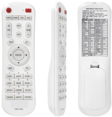1 Mando a Distancia Universal for proyector CRC1905. | Compatible con 3M Acer Benq Toshiba Casio Epson Hitachi Sony JVC Mitsubishi Nec Optoma Panasonic