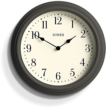 Jones Clocks® Venetian wall clock | Classic round clock | 30cm | Dark grey | Arabic numerals | Traditional design ideal for kitchen, living room or bedroom