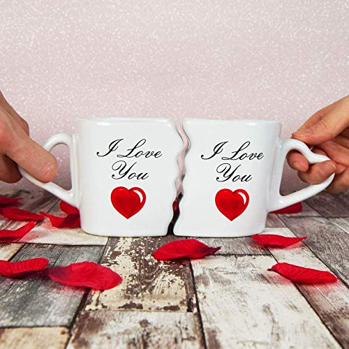 Out of the blue - I love you set of 2 mugs, 8.5 x 9 cm, heart shaped handles