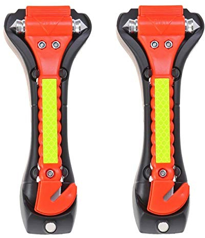 Kriture Car Safety Hammer 2 Pack, Window Glass Breaker and Seat Belt Cutter, 2-in-1 Emergency Auto Car Escape Tool, Life Rescue Tools Kit