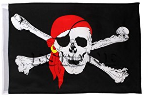 fatteryu 1 x große Piratenflagge mit Totenkopf, zum Aufhängen, mit Öse, Nr