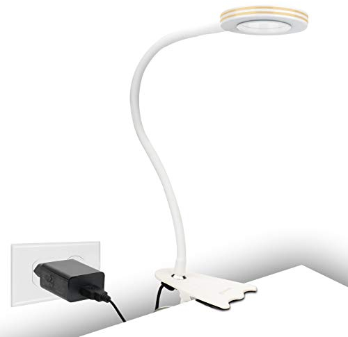 CeSunlight 10W Klemmleuchte Schreibtisch, LED-Leselampe als Nachtischlampe, Warmlicht, Tageslicht und Weißlicht 3 Farben, 10 dimmbare Beleuchtungsmodi (Adapter im Lieferumfang enthalten)