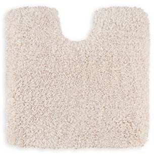 WohnDirect Premium Hochflor Badezimmerteppich Creme • Rutschfester & Extra Flauschiger Badvorleger • Badteppich, Badematte 45 x 45 cm MIT Ausschnitt