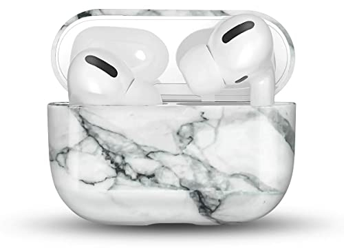 Newseego Kompatibel mit AirPods Pro Hülle, Ultradünnes Marmor Case Vollschutz Stoßfest Hard Abdeckung Tragbare Hülle für AirPods Pro Earpods Ohrhörer-Ladetasche, Weiß
