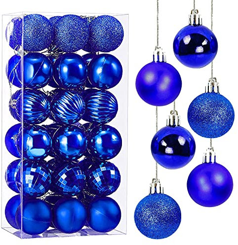 Taeku Weihnachtsdeko Weihnachtskugeln, 4CM 36 Stück Weihnachtsbaumschmuck Set Kunststoff Baumschmuck Christbaumkugeln Ornamente für Dekoration (Blau)