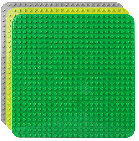 Celawork Placa de construcción grande para bloques de construcción clásicos, placa base, compatible con todas las marcas comunes, juego de placas de 38.3 x 38.3 cm, verde claro, gris).