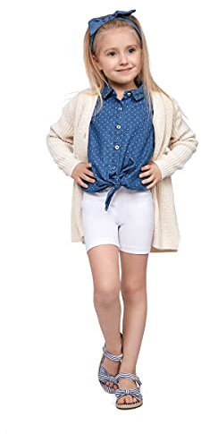 SOFTSAIL Girls Leggings Cycling Shorts Short Cotton Sport Dancing Gymnastic Breathable Comfy Stretchable White 9-10 Years