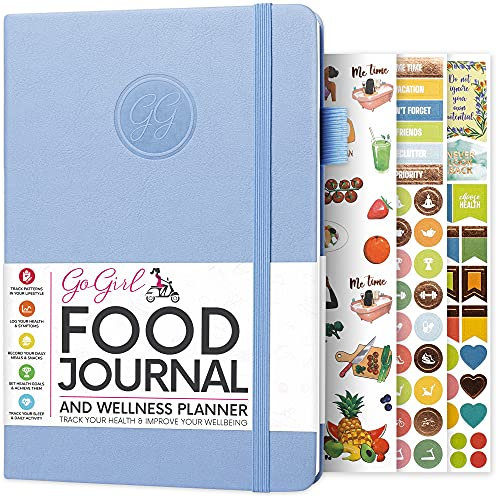 GoGirl Food Journal & Wellness Planner - Diät- & Fitness-Tagebuch - Ernährungstagebuch mit Mahlzeit, Übung & Gewichtsverlust-Tracker, A5 (Immergrün)