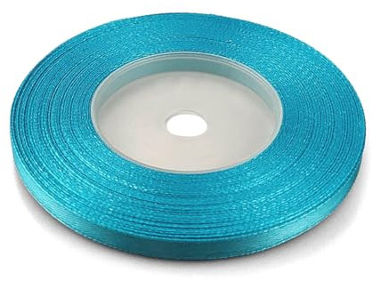Netuno 1x Satinband Türkis hell 6 mm x 32 m Schleifenbänder bunt Geschenkbänder farbig Dekobänder Stoff Geschenk Schleife Satinrolle Polyester Soffbänder Schmuck Bänder farbig silk ribbon