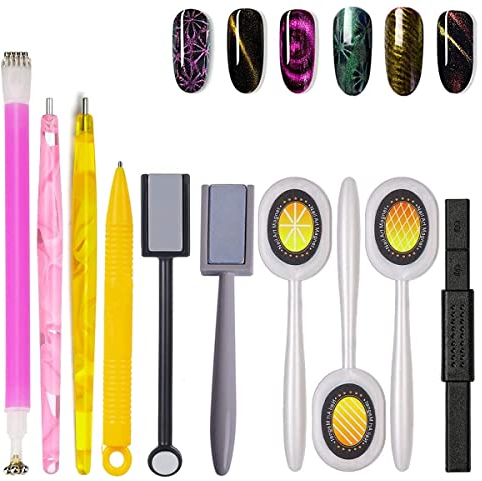 10 Stück Nagel Magnet Stick Tool Set, Mwoot Nail Art Werkzeug Magnetstift, Nagel-Magnet-Stift und starker Magnet-Stock-Punktierungsstifte für DIY 3D magnetisches Katzenauge UV gel Polnisch Nagel Kunst